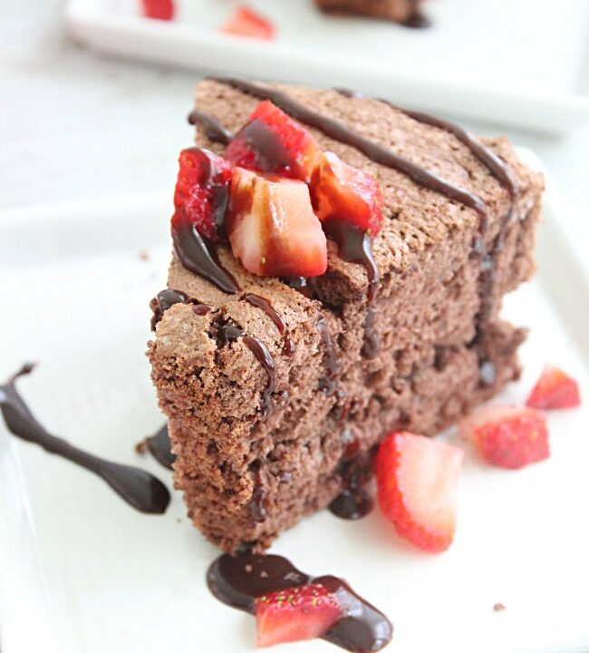 Chocolate Angel Food Cake #angelfoodcake #chocolate #cake #dessert #biggreenhouseblog