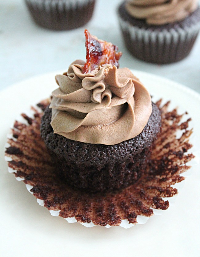 Chocolate Bacon Cupcakes with Chocolate Filling | Big Green House