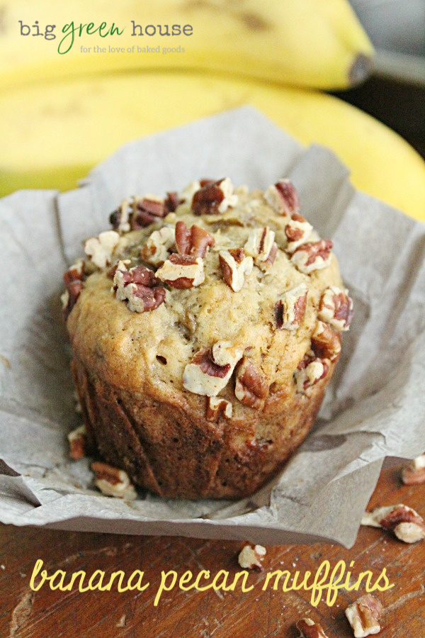 Banana Pecan Muffins: Big Green House #banana #pecan #muffins