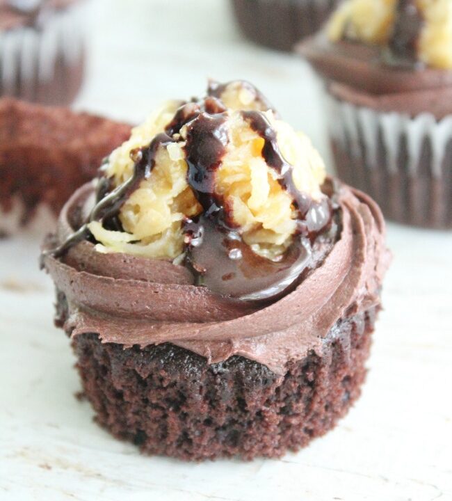 German Chocolate Cupcakes : Big Green House #germanchocolate #cupcakes #chocolate