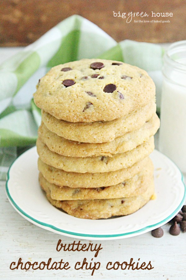 Buttery Chocolate Chip Cookies | Big Green House #butter #cookies #dessert #chocolatechip #chocolatechipcookies