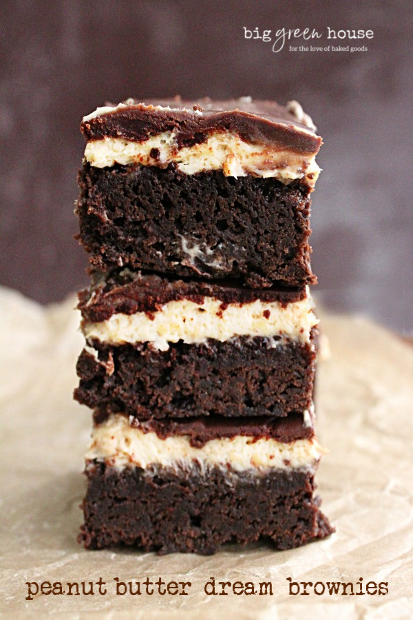 Peanut Butter Dream Brownies- Big Green House #peanutbutter #chocolate #brownies #dessert