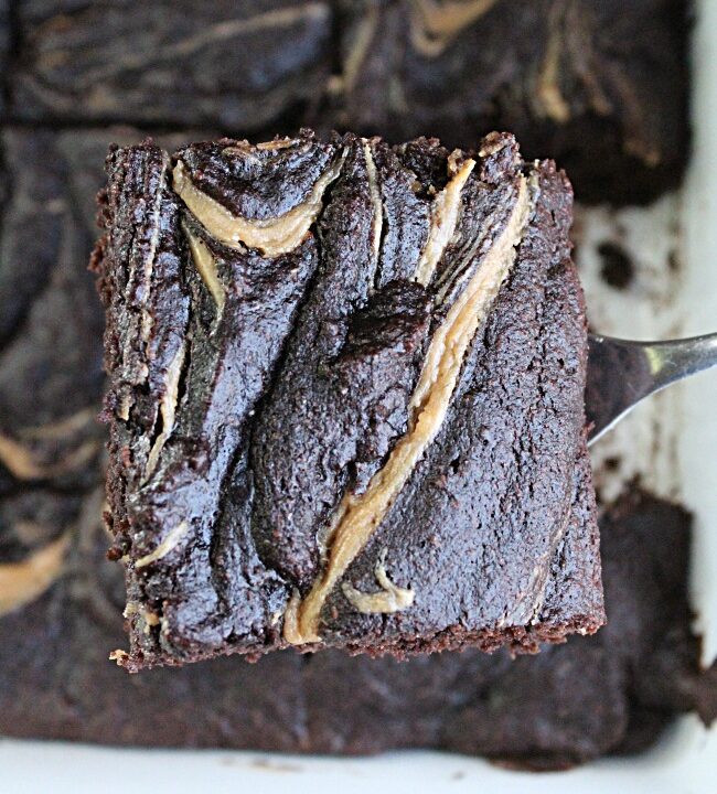 Avocado Brownies with a Peanut Butter Swirl- Big Green House #brownies #avocado #chocolate #dessert #peanutbutter