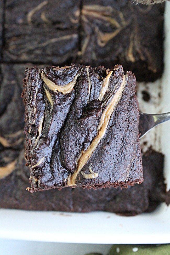 Avocado Brownies with a Peanut Butter Swirl- Big Green House #brownies #avocado #chocolate #dessert #peanutbutter