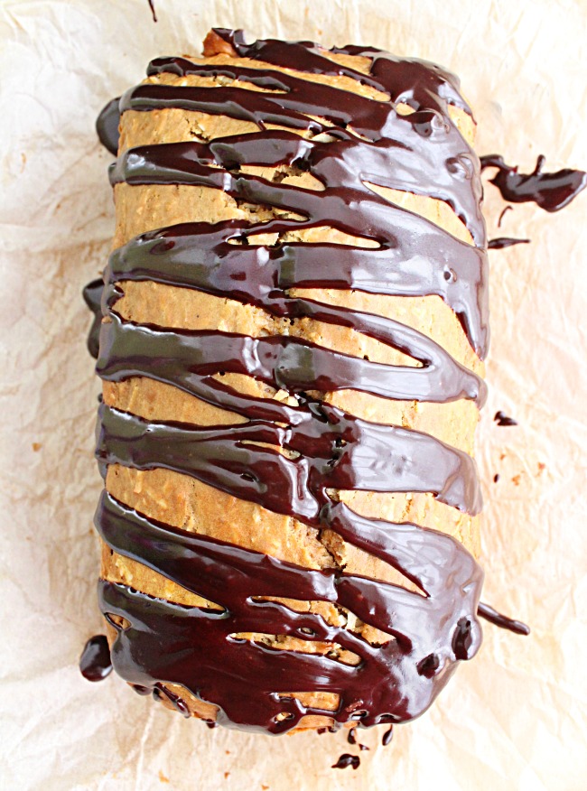 Coconut Quick Bread - Big Green House #coconut #quickbread #chocolate #glaze #bread