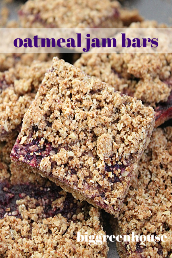 Oatmeal Jam Bars: Big Green House #oatmeal #jam #bars #norefinedsugar