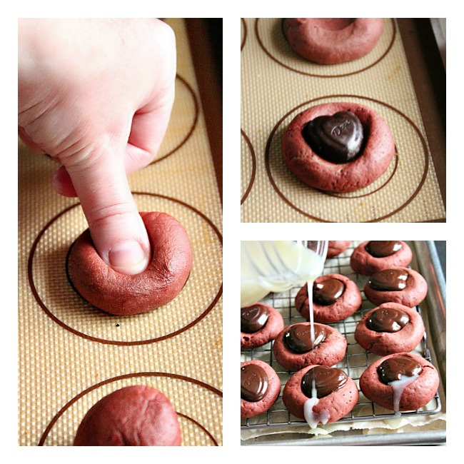 Red Velvet Thumbprint Cookies- Big Green House #redvelvet #cookies #chocolate #dessert #thumbprintcookies