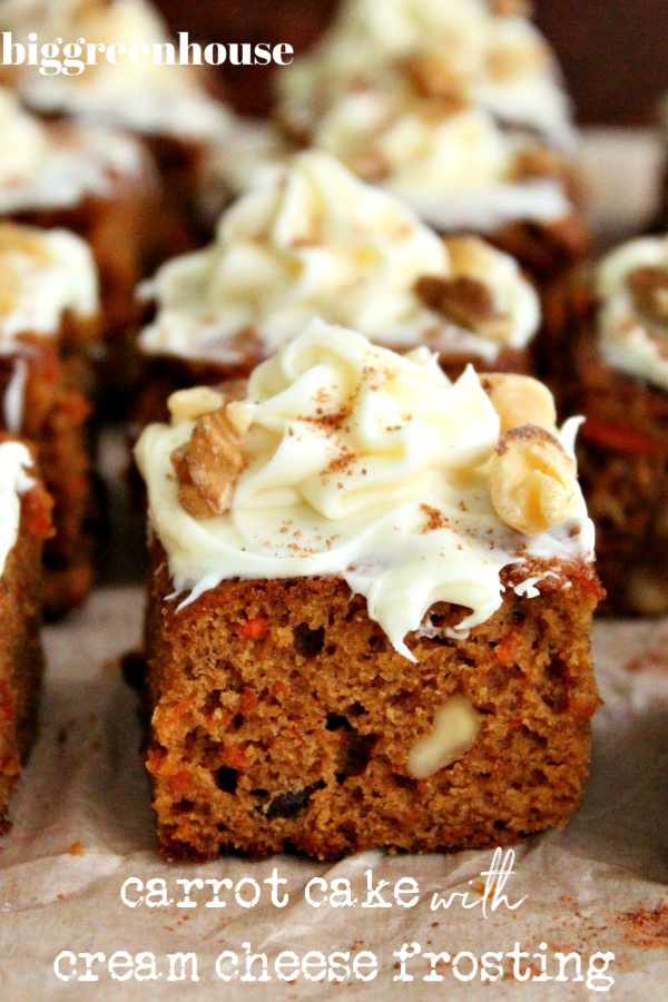 Carrot Cake with Cream Cheese Frosting- Big Green House #carrotcake #creamcheesefrosting #dessert #cake