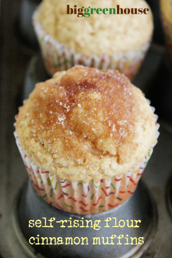 Self Rising Flour Cinnamon Muffins- Big Green House #selfrisingflour #muffins #breakfast #cinnamon #brunch