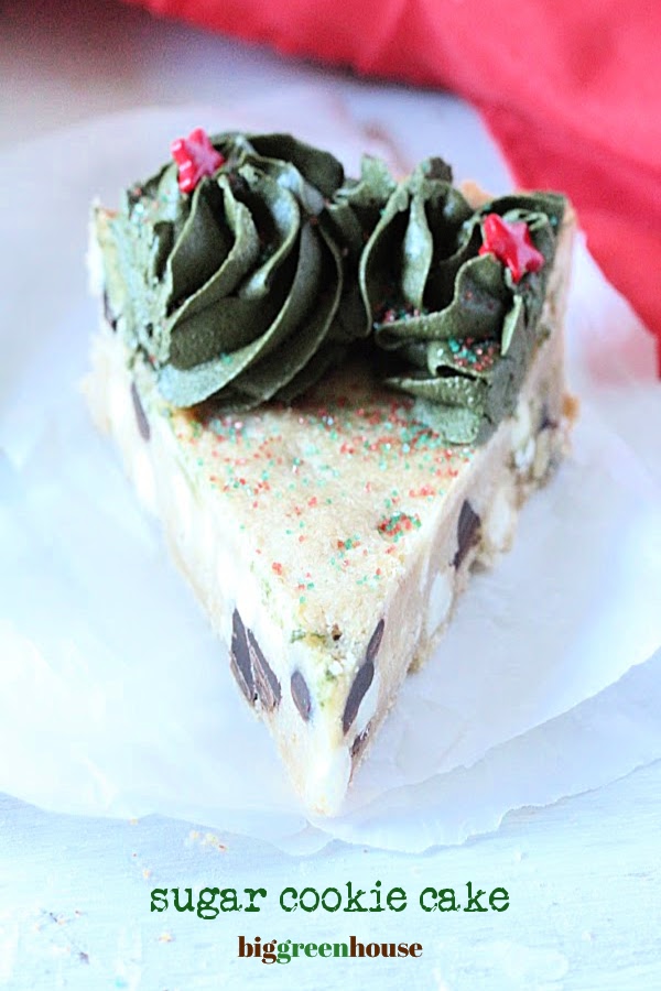 Sugar Cookie Cake- Big Green House #biggreenhouseblog #sugarcookiecake #cake #sugarcookie #frosting