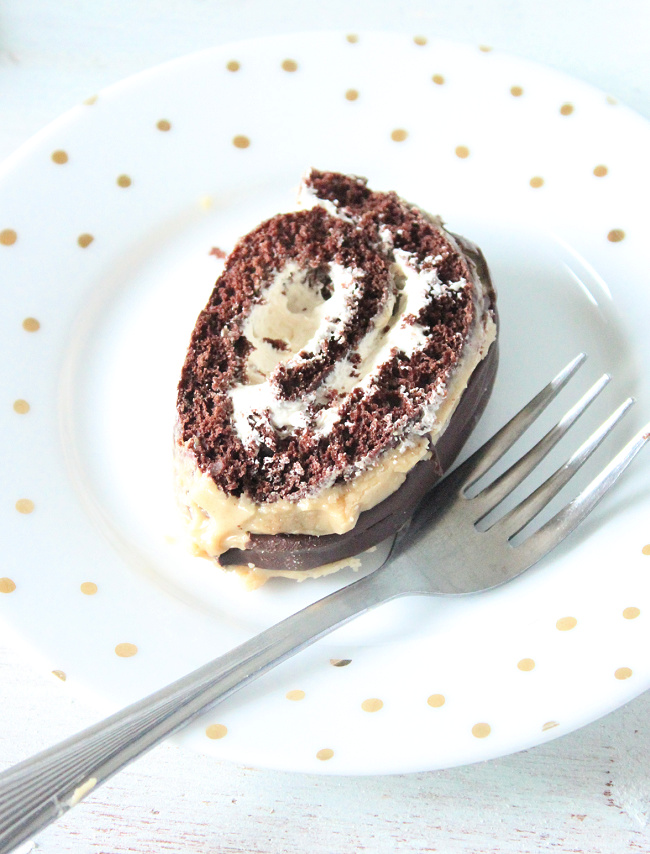 Chocolate Peanut Butter Roll Cake- Big Green House #biggreenhouseblog #rollcake #peanutbutter#chocolate #cake #dessert