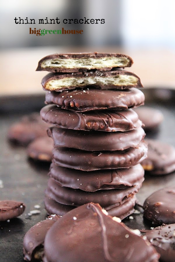 Thin Mint Crackers- Big Green House #biggreenhouseblog #thinmints #crackers #chocolate #mint #nobakedessert