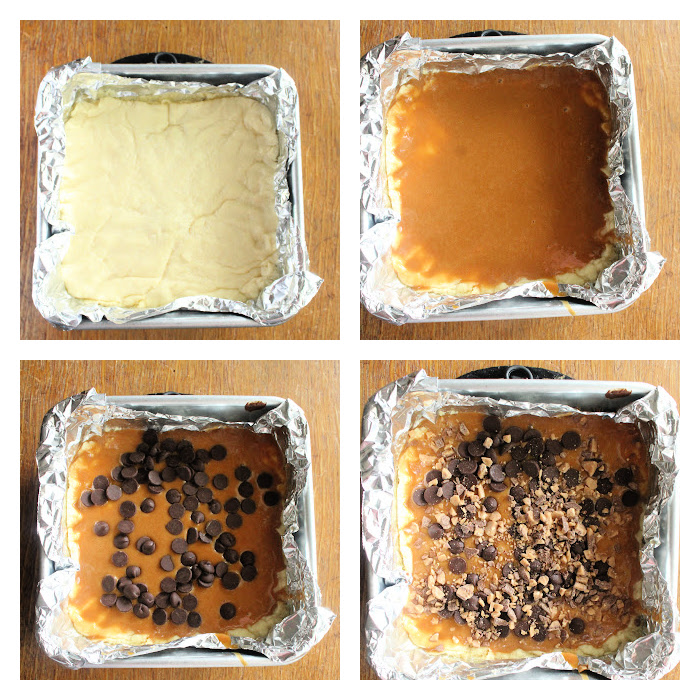 Caramel Chocolate and Toffee Sugar Cookie Bars- Big Green House