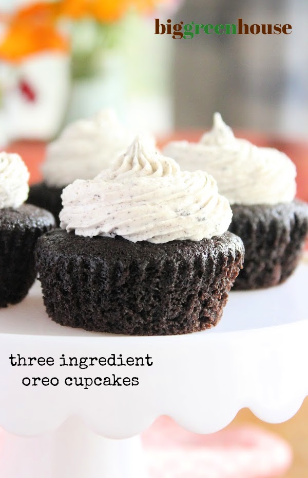 Three Ingredient Oreo Cupcakes- Big Green House