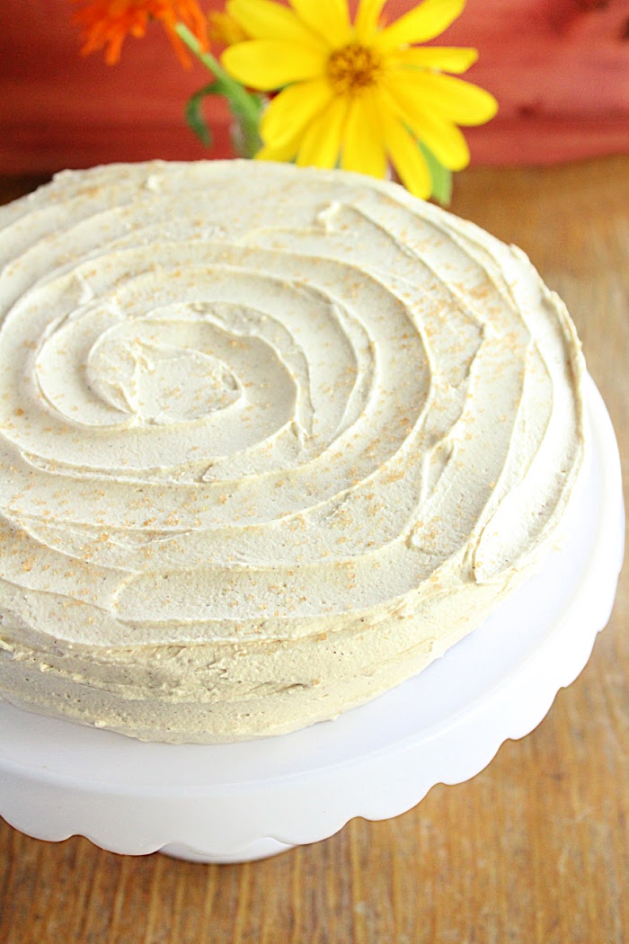 Vanilla Butter Cake with Honey Cinnamon Buttercream Frosting - Big Green House