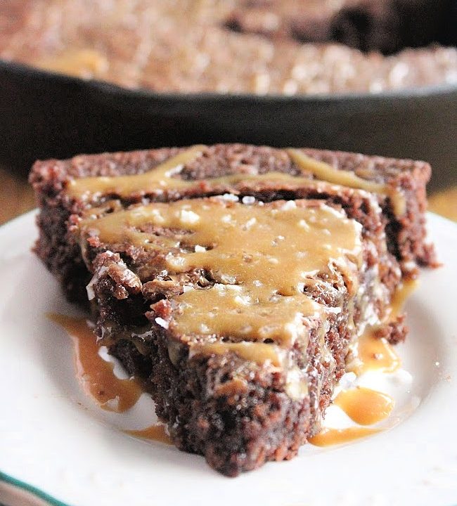 Shortcut Skillet Salted Caramel Brownies- Big Green House