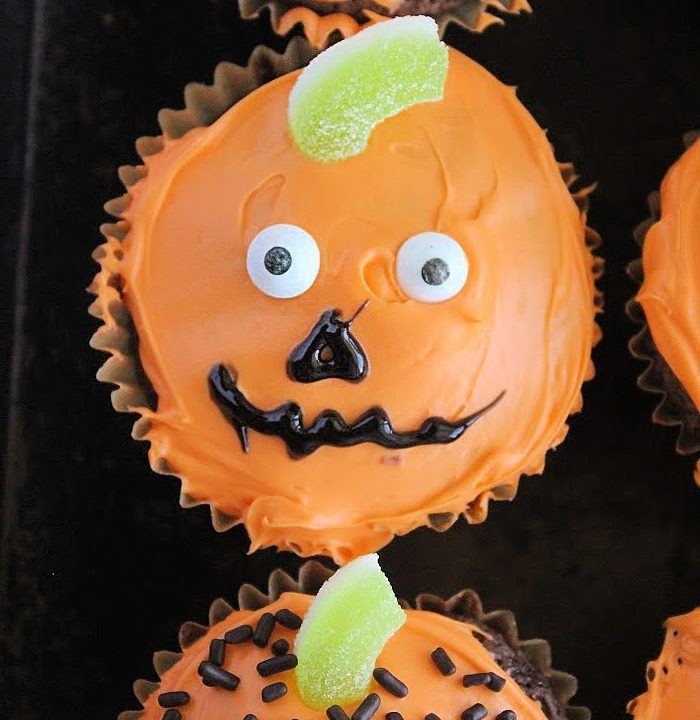 Jack o Lantern Brownie Cupcakes- Big Green House 