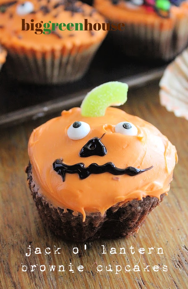 Jack o Lantern Brownie Cupcakes- Big Green House
