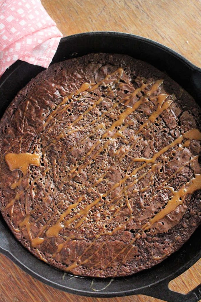 Shortcut Skillet Salted Caramel Brownies- Big Green House