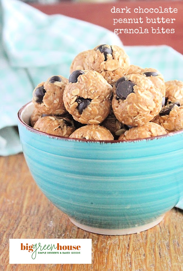 Dark Chocolate Peanut Butter Granola Bites- Big Green House