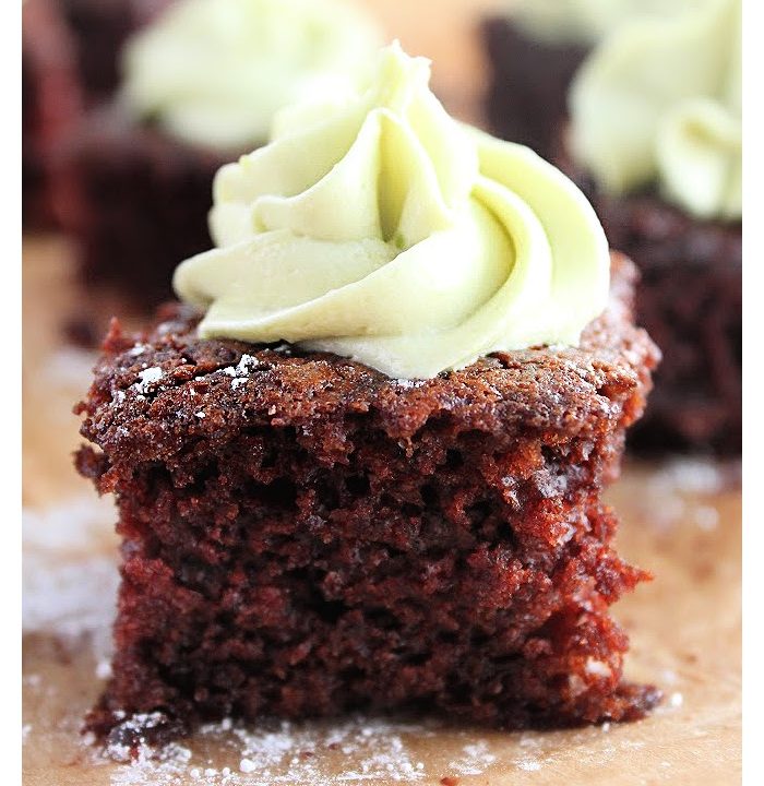 One Bowl Chocolate Snack Cake with Mint Avocado Frosting- Big Green House