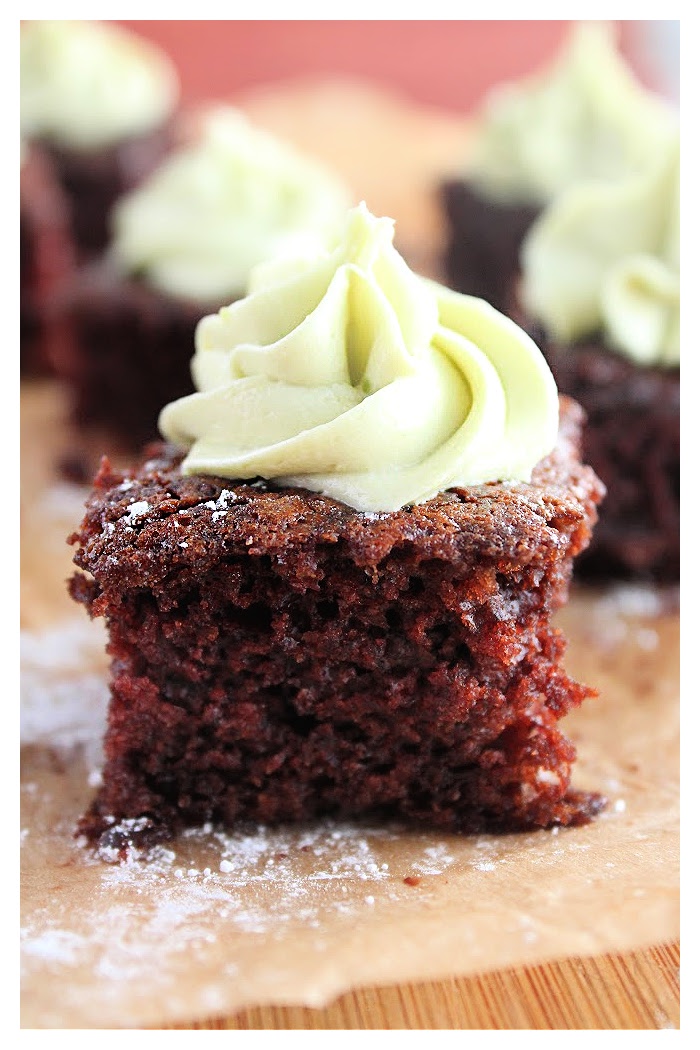 One Bowl Chocolate Snack Cake with Mint Avocado Frosting- Big Green House