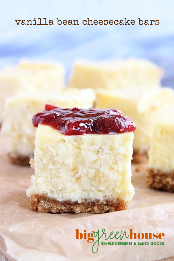 Vanilla Bean Cheesecake Bars- Big Green House