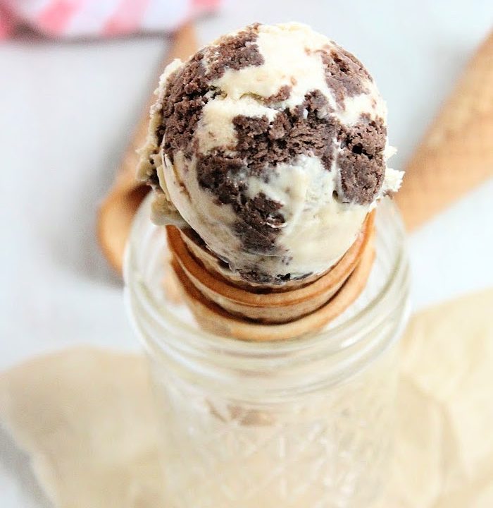 No Churn Peanut Butter Brownie Ice Cream- Big Green House
