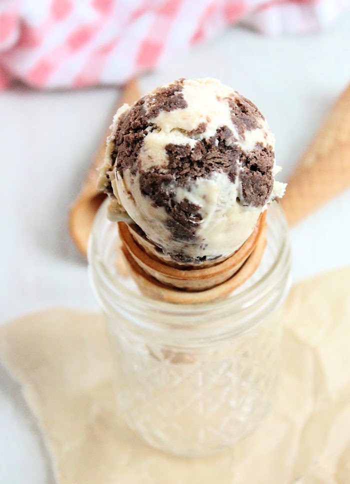 No Churn Peanut Butter Brownie Ice Cream- Big Green House