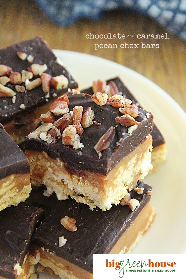 Chocolate Caramel Pecan Chex Bars- Big Green House