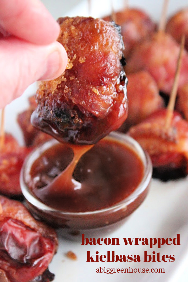 Bacon Wrapped Kielbasa Bites- Big Green House