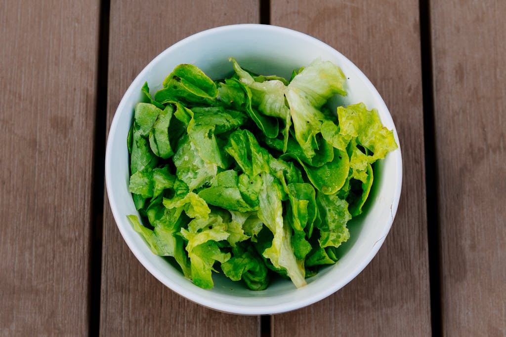 Green Vegetable in White Bowl
