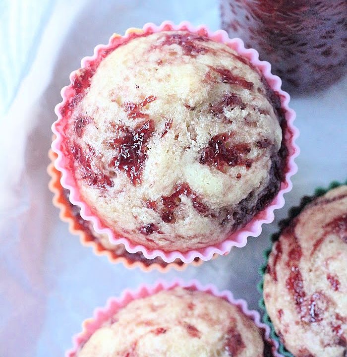 Jam Swirled Cream Cheese Muffins- Big Green House
