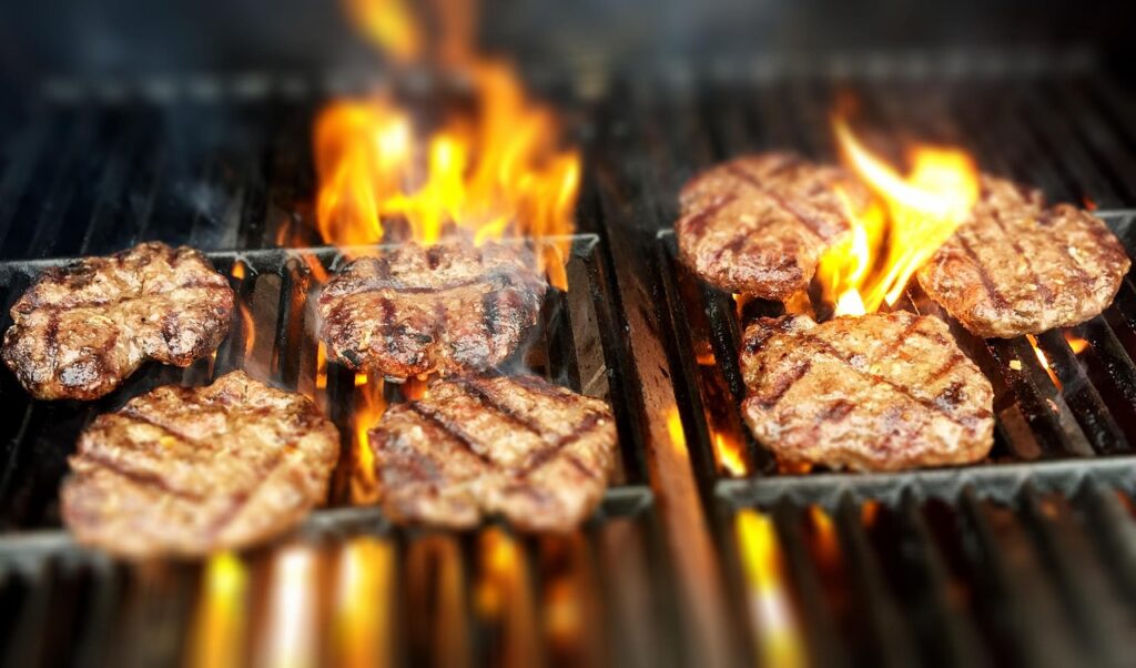 Burgers being grilled