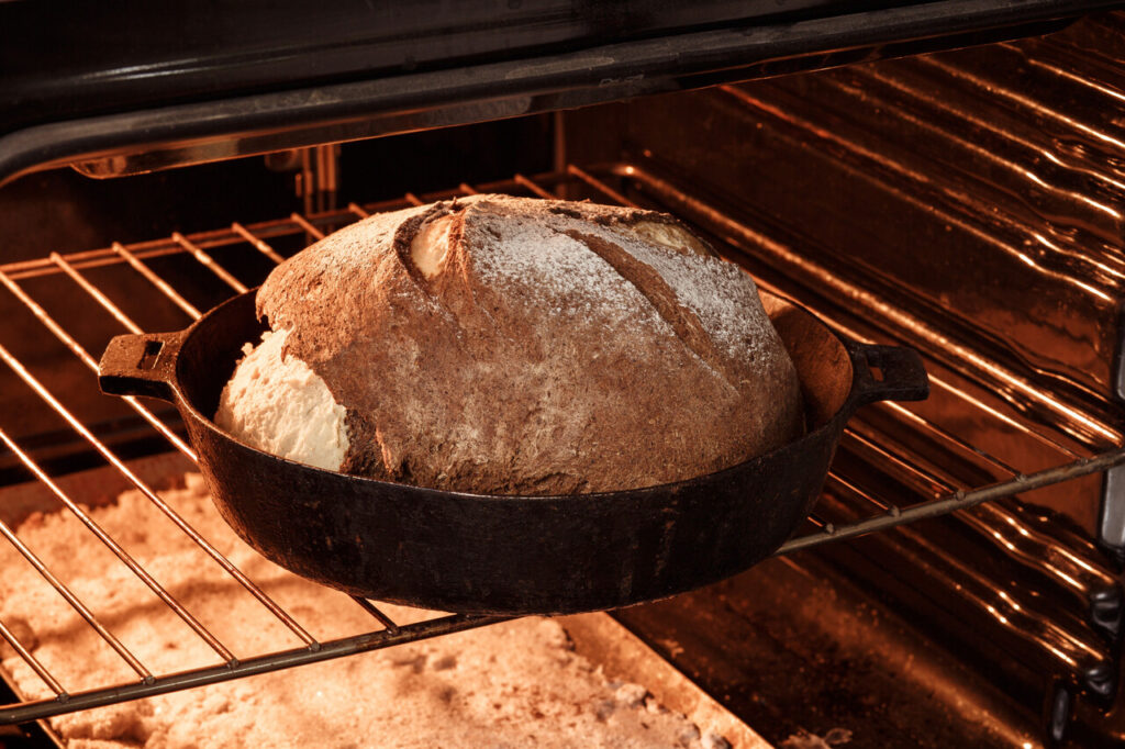Bread in oven