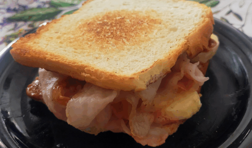 Sunflower Butter with Warm Sautéed Bananas and Turkey Bacon