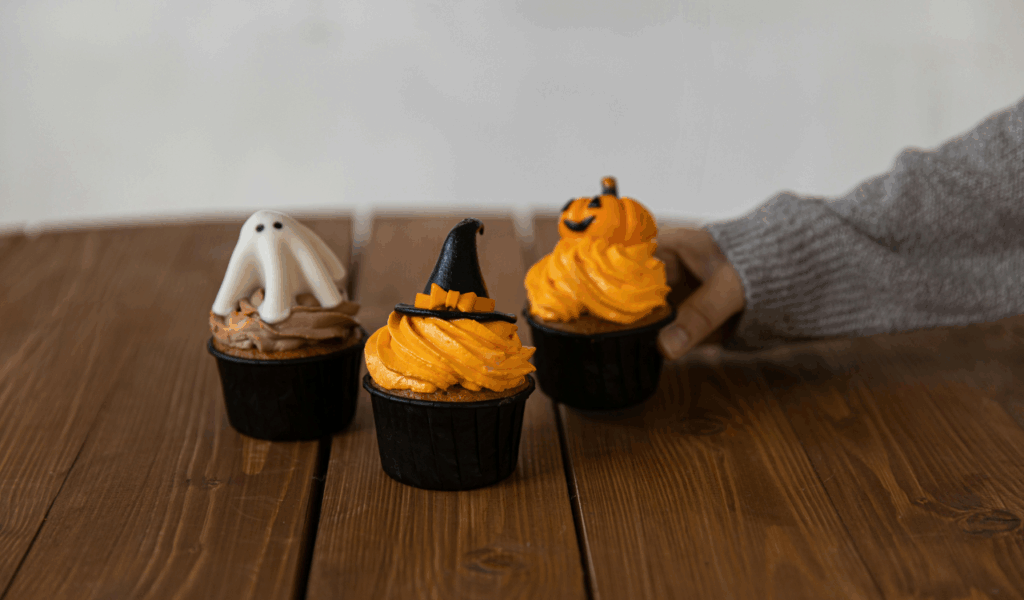 Black Cocoa Cupcakes with Web Icing