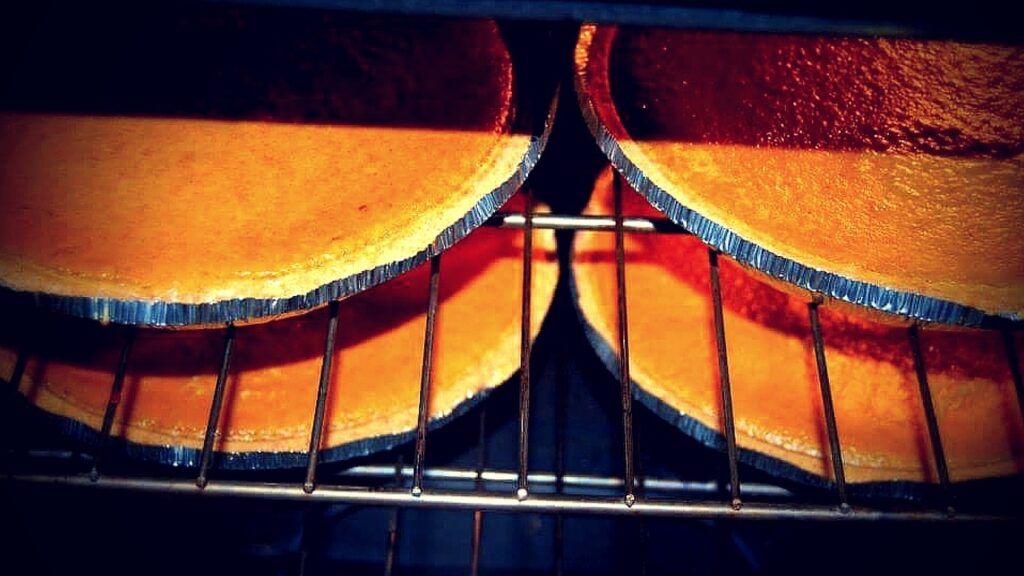 Pumpkin Pie being baked