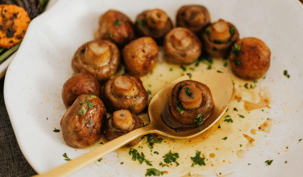 Grits with Roasted Mushrooms and Garlic Butter
