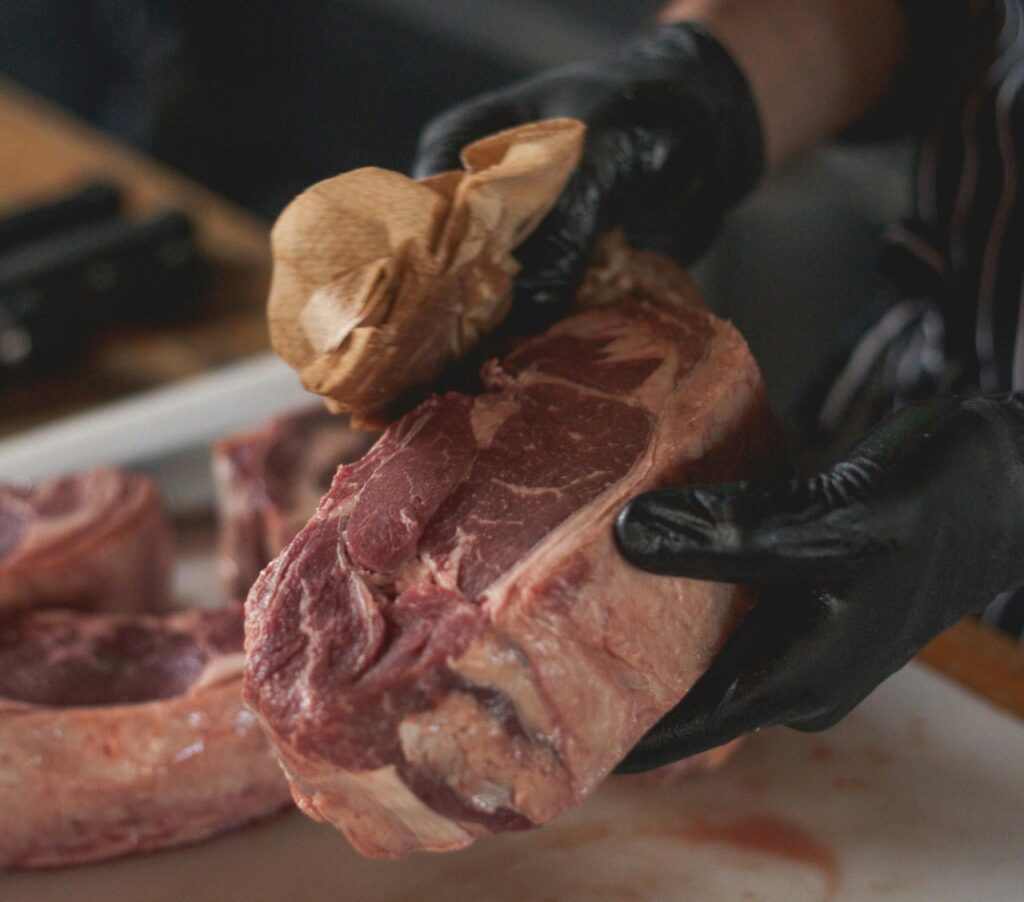 Patting Meat Dry
