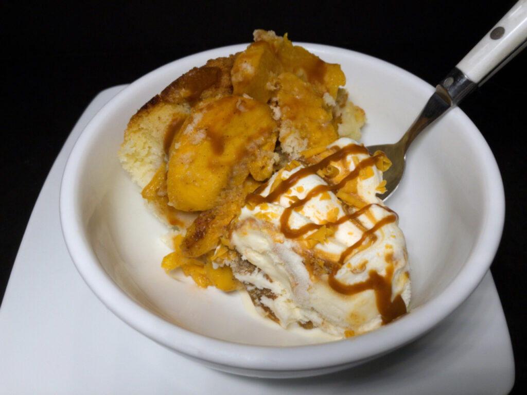 Peach and bourbon Cobbler