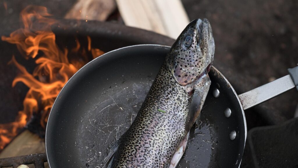 Fish being cooked
