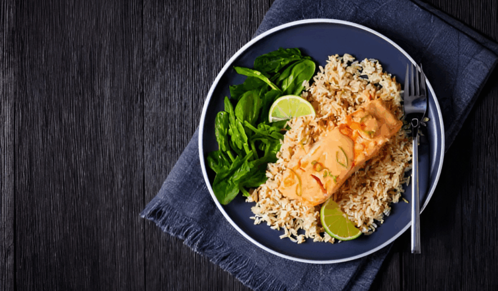 Steamed Salmon with Brown Rice