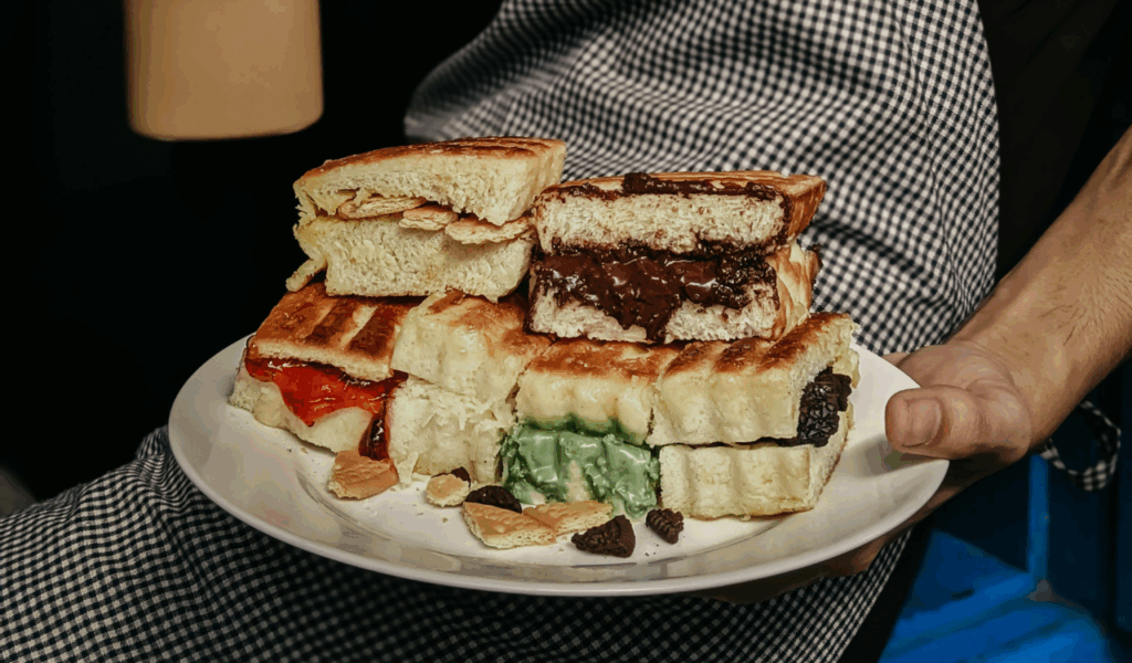 Hazelnut Butter, Banana, Dark Chocolate, and Pancetta