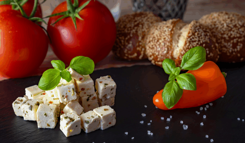 Whipped Feta & Roasted Red Pepper on Crostini