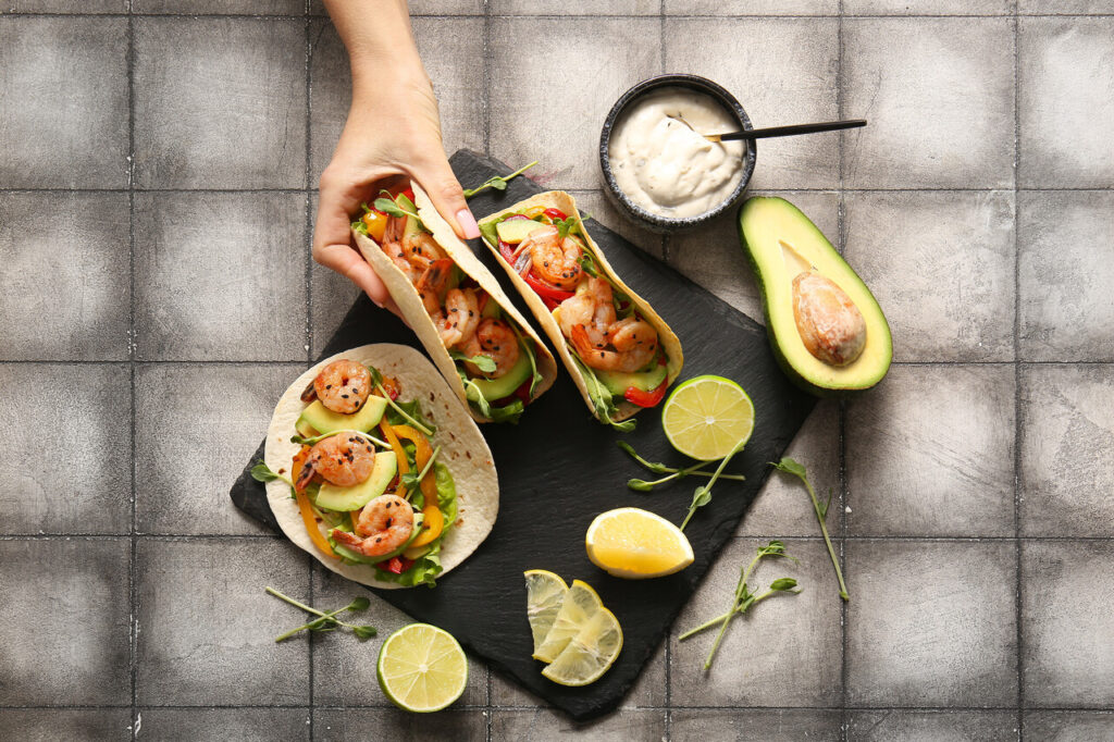 Shrimp Tacos with Lime Crema