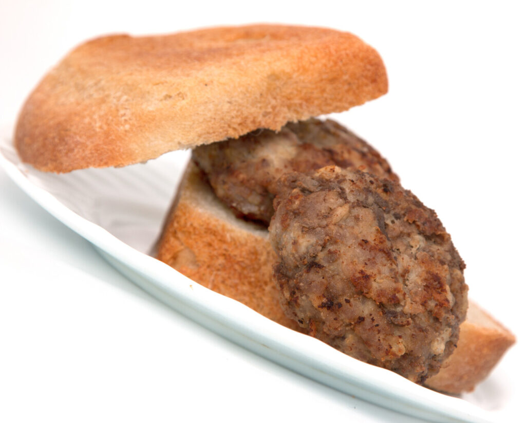 Turkey sausage, spinach, and pesto on a whole-grain muffin