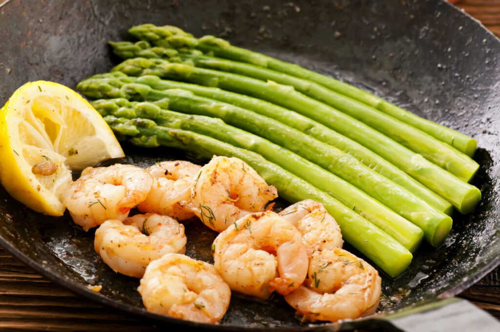 Sheet-pan Lemon Butter Garlic Shrimp with Asparagus