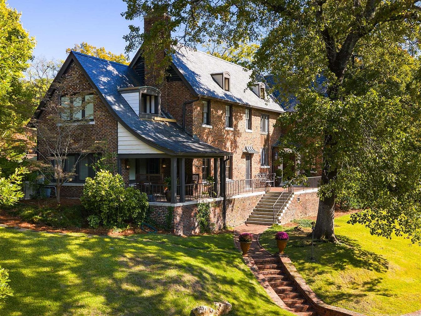Step Inside a 1925 Klinker Brick Tudor in Birmingham, Alabama With a Guest House, Outdoor Fireplace, and Fountain Pool