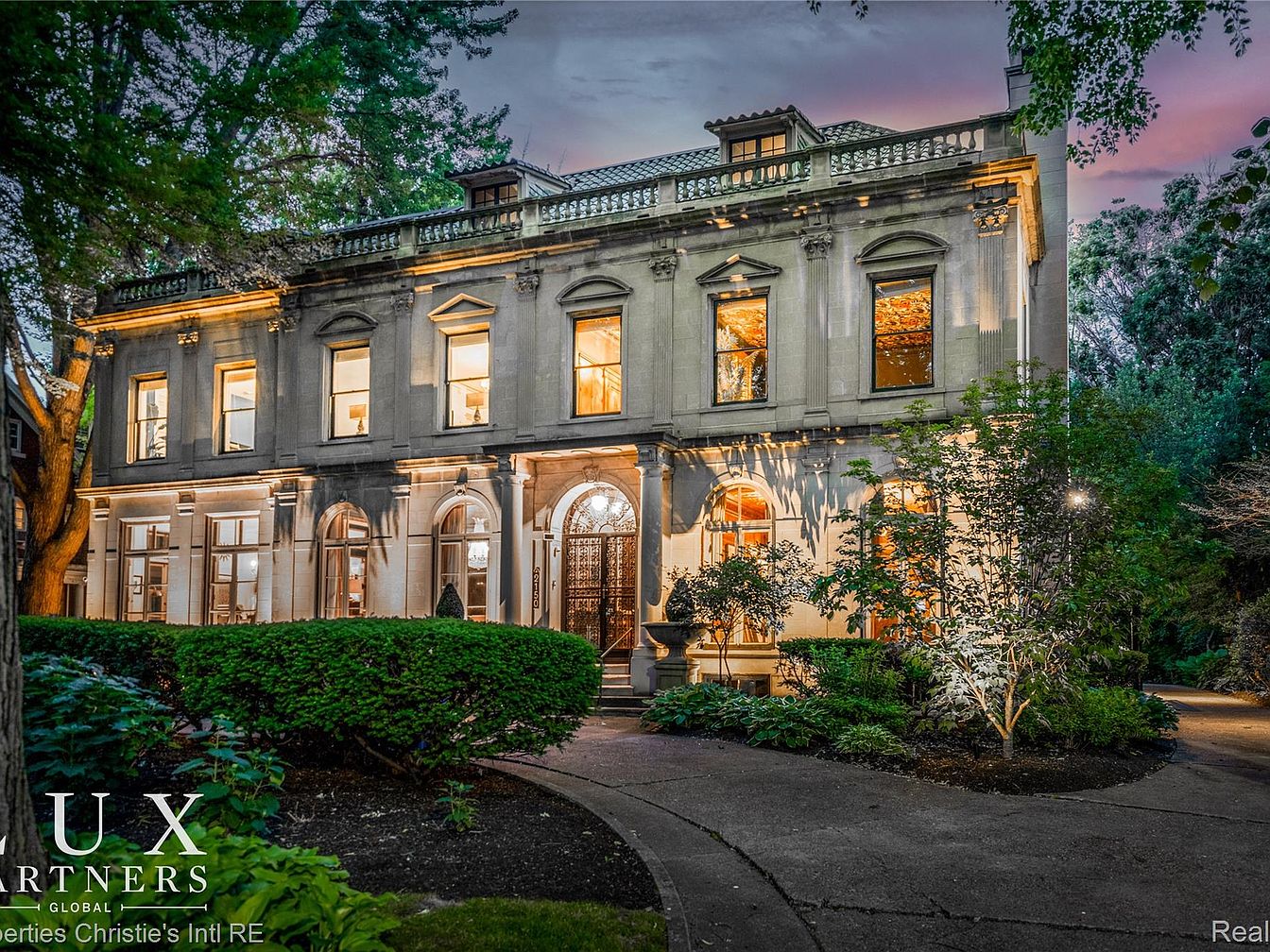 Legendary 1915 Neo-Renaissance Mansion in Detroit, Michigan, with Mint-Green Zodiac Ceilings, and Grand Marble Staircase